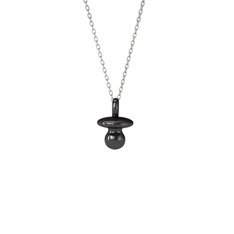 Emzik Kolye - 925 ayar siyah rodyum kaplama gümüş kolye (40 cm beyaz altın rolo zincir) #1vgpdwj