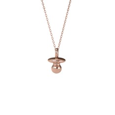 Emzik Kolye - 8 ayar rose altın kolye (40 cm gümüş rolo zincir) #q364wp