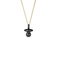 Emzik Kolye - 925 ayar siyah rodyum kaplama gümüş kolye (40 cm altın rolo zincir) #rmw84y