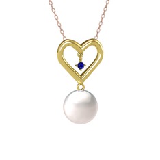 Inci ve lab safir 18 ayar altın kolye (40 cm rose altın rolo zincir)