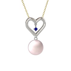 Pembe inci ve lab safir 8 ayar beyaz altın kolye (40 cm altın rolo zincir)