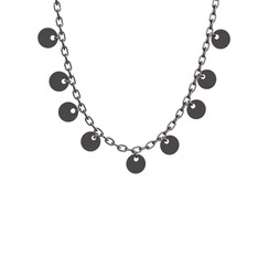 Rona Pullu Kolye - 925 ayar siyah rodyum kaplama gümüş kolye (40 cm gümüş rolo zincir) #1pzaqf4