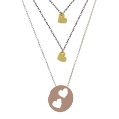 18 ayar altın kolye (45 cm gümüş rolo zincir)