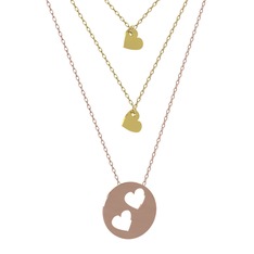 Üçlü Kalp Kolye - 8 ayar altın kolye (45 cm altın rolo zincir) #x2g15z