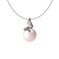 Pembe inci ve dumanlı kuvars 18 ayar beyaz altın kolye (40 cm gümüş rolo zincir)