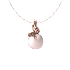 Kraliyet İnci Kolye - Pembe inci ve dumanlı kuvars 18 ayar rose altın kolye (40 cm rose altın rolo zincir) #1dwufxk