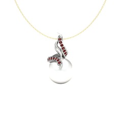 Kraliyet İnci Kolye - Inci ve garnet 925 ayar gümüş kolye (40 cm altın rolo zincir) #1hbnffd