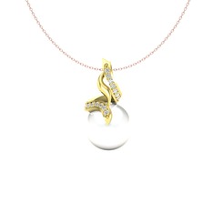 Kraliyet İnci Kolye - Inci ve swarovski 14 ayar altın kolye (40 cm rose altın rolo zincir) #1i0xvry