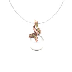 Inci ve peridot 14 ayar rose altın kolye (40 cm beyaz altın rolo zincir)