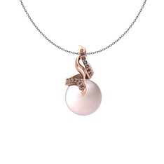 Kraliyet İnci Kolye - Pembe inci ve dumanlı kuvars 18 ayar rose altın kolye (40 cm gümüş rolo zincir) #1si5geh