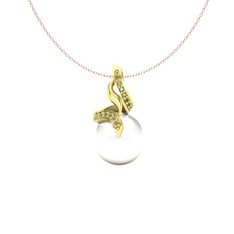 Inci ve peridot 925 ayar altın kaplama gümüş kolye (40 cm rose altın rolo zincir)
