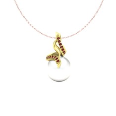Inci ve garnet 18 ayar altın kolye (40 cm rose altın rolo zincir)
