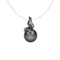 Kraliyet İnci Kolye - Siyah inci ve swarovski 925 ayar siyah rodyum kaplama gümüş kolye (40 cm gümüş rolo zincir) #bv6ede