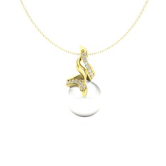 Kraliyet İnci Kolye - Inci ve swarovski 14 ayar altın kolye (40 cm altın rolo zincir) #c5tu0b