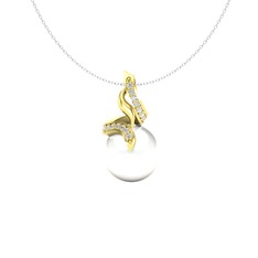 Kraliyet İnci Kolye - Inci ve swarovski 8 ayar altın kolye (40 cm beyaz altın rolo zincir) #cu8ouk