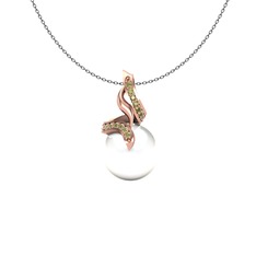 Kraliyet İnci Kolye - Inci ve peridot 14 ayar rose altın kolye (40 cm gümüş rolo zincir) #iajuky