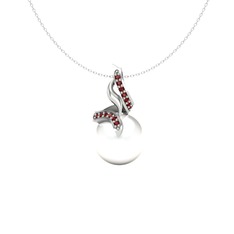Kraliyet İnci Kolye - Inci ve garnet 925 ayar gümüş kolye (40 cm beyaz altın rolo zincir) #oqjuxv