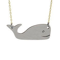 Sevimli Balina Kolye - 18 ayar beyaz altın kolye (40 cm altın rolo zincir) #12eckl5