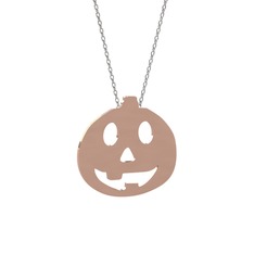 Balkabağı Emoji Kolye - 18 ayar rose altın kolye (40 cm gümüş rolo zincir) #1j1i040