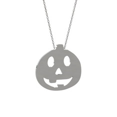 Balkabağı Emoji Kolye - 925 ayar gümüş kolye (40 cm gümüş rolo zincir) #1rvbp08