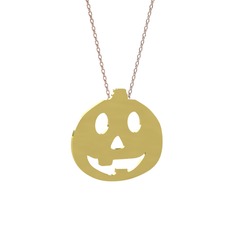 Balkabağı Emoji Kolye - 8 ayar altın kolye (40 cm rose altın rolo zincir) #1s74go0