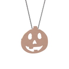 Balkabağı Emoji Kolye - 8 ayar rose altın kolye (40 cm gümüş rolo zincir) #46gbrt