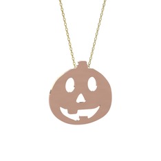 Balkabağı Emoji Kolye - 18 ayar rose altın kolye (40 cm altın rolo zincir) #hmyqtr