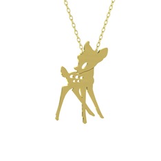 Bambi Kolye - 18 ayar altın kolye (40 cm gümüş rolo zincir) #1309hi6