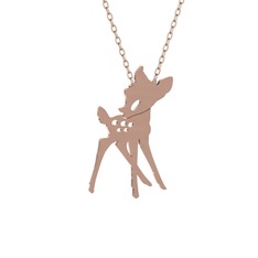Bambi Kolye - 14 ayar rose altın kolye (40 cm rose altın rolo zincir) #1bsca36