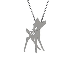 Bambi Kolye - 8 ayar beyaz altın kolye (40 cm gümüş rolo zincir) #1ju1ip1