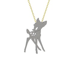 Bambi Kolye - 18 ayar beyaz altın kolye (40 cm gümüş rolo zincir) #6fnelt