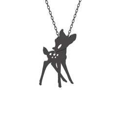 Bambi Kolye - 925 ayar siyah rodyum kaplama gümüş kolye (40 cm gümüş rolo zincir) #a9ly0q