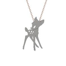 Bambi Kolye - 14 ayar beyaz altın kolye (40 cm rose altın rolo zincir) #dnjdr8
