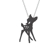 Bambi Kolye - 925 ayar siyah rodyum kaplama gümüş kolye (40 cm gümüş rolo zincir) #e2xfyh