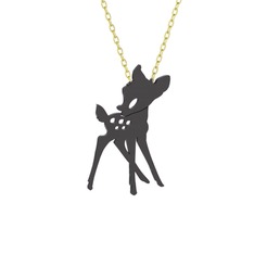 Bambi Kolye - 925 ayar siyah rodyum kaplama gümüş kolye (40 cm altın rolo zincir) #ks4y8s