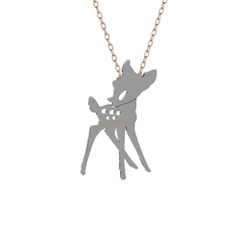 Bambi Kolye - 925 ayar gümüş kolye (40 cm rose altın rolo zincir) #o4m38s