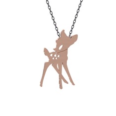 Bambi Kolye - 18 ayar rose altın kolye (40 cm gümüş rolo zincir) #ybhsr