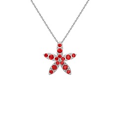Garnet 14 ayar beyaz altın kolye (40 cm gümüş rolo zincir)