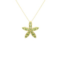Yasemin Çiçeği Kolye - Peridot 14 ayar altın kolye (40 cm altın rolo zincir) #13woadf
