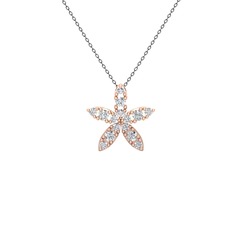 Pırlanta 8 ayar rose altın kolye (0.3 karat, 40 cm gümüş rolo zincir)