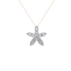 Swarovski 925 ayar gümüş kolye (40 cm rose altın rolo zincir)