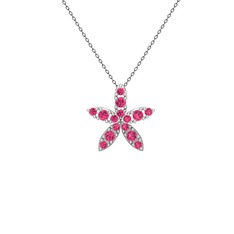 Rodolit garnet 925 ayar gümüş kolye (40 cm gümüş rolo zincir)