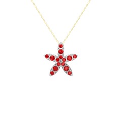 Garnet 18 ayar beyaz altın kolye (40 cm gümüş rolo zincir)