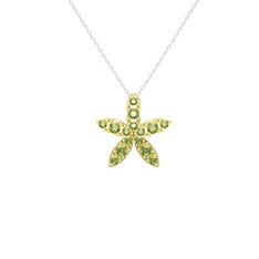 Yasemin Çiçeği Kolye - Peridot 8 ayar altın kolye (40 cm gümüş rolo zincir) #19i0tp