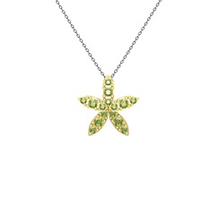 Yasemin Çiçeği Kolye - Peridot 18 ayar altın kolye (40 cm gümüş rolo zincir) #1c55i0f