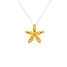 Yasemin Çiçeği Kolye - Sitrin 18 ayar altın kolye (40 cm gümüş rolo zincir) #1ckcinn