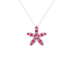 Rodolit garnet 18 ayar beyaz altın kolye (40 cm gümüş rolo zincir)