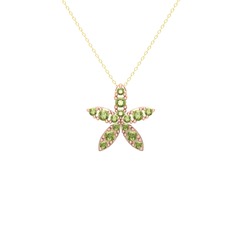 Yasemin Çiçeği Kolye - Peridot 14 ayar rose altın kolye (40 cm altın rolo zincir) #1j6qrvp