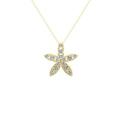 Yasemin Çiçeği Kolye - Beyaz zirkon 18 ayar altın kolye (40 cm altın rolo zincir) #1muvyyq