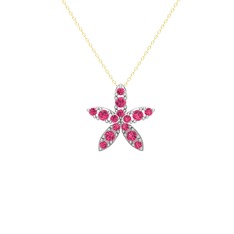 Rodolit garnet 925 ayar gümüş kolye (40 cm altın rolo zincir)